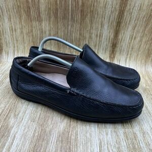 ECCO Slip On Loafers Men's Size 10 EU‎ 44 Black Leather Casual Loafer Shoes
